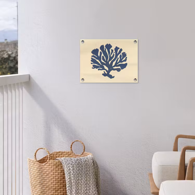 Blauw koraal - Vertakkingen - Beige tuinposter los doek klein -sfeer8