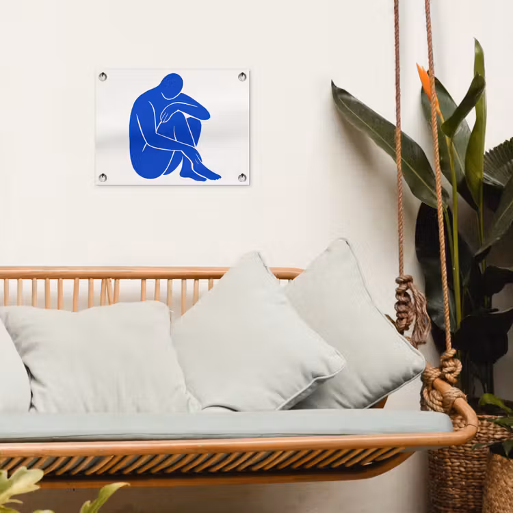 Lichaam - Abstract - Blauw tuinposter los doek klein -sfeer7
