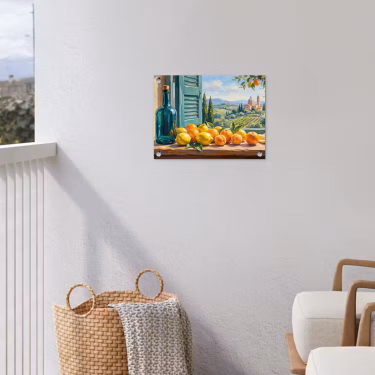 Garden Poster - Bottle - Fruit - Still Life - Fles - Fruit - Stilleven tuinposter los doek klein