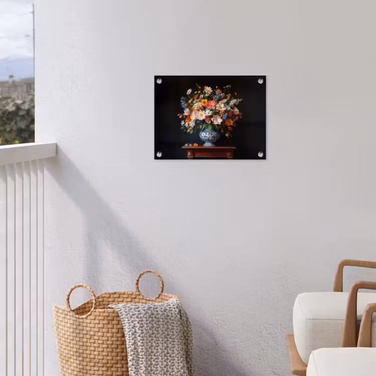 Boeket - Roze - Bloemen - Vaas tuinposter los doek klein -sfeer8