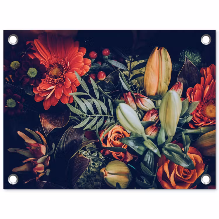Boeket - Stilleven - Bloemen - Planten - Rood tuinposter los doek klein -3d