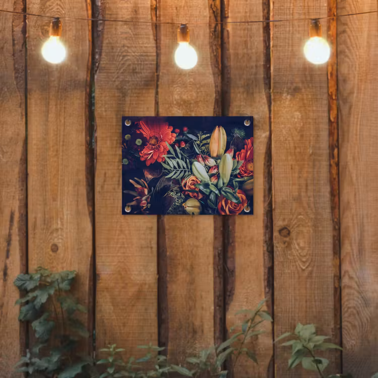 Boeket - Stilleven - Bloemen - Planten - Rood tuinposter los doek klein -sfeer1