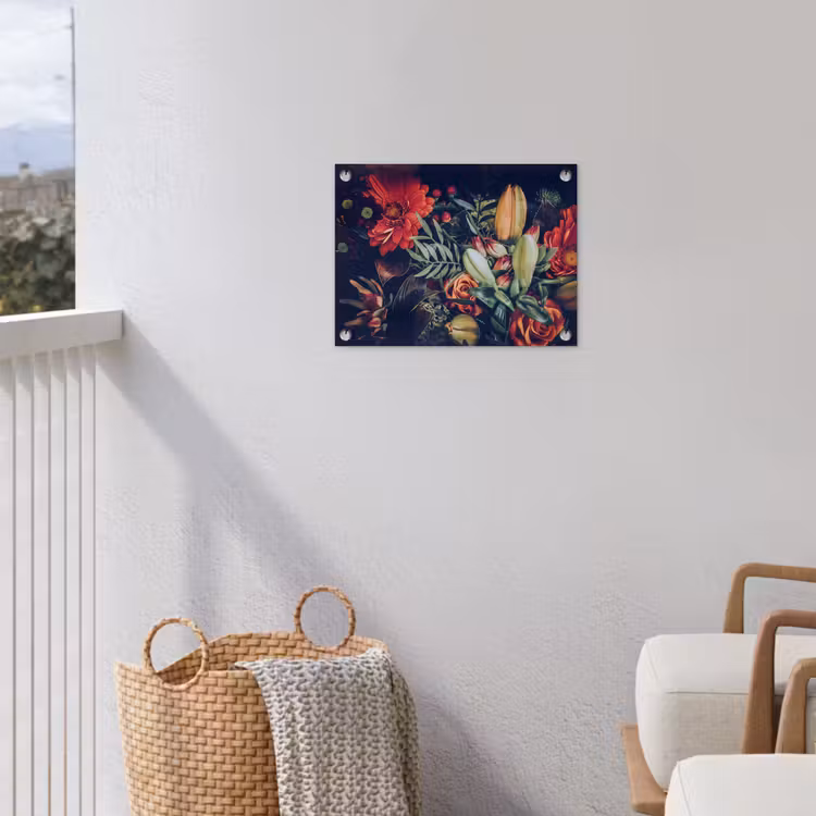 Boeket - Stilleven - Bloemen - Planten - Rood tuinposter los doek klein -sfeer8