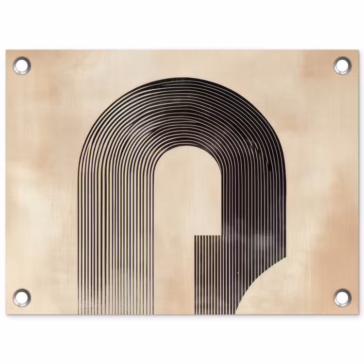 Boog - Strepen - Minimalistisch - Zwart tuinposter los doek klein -3d