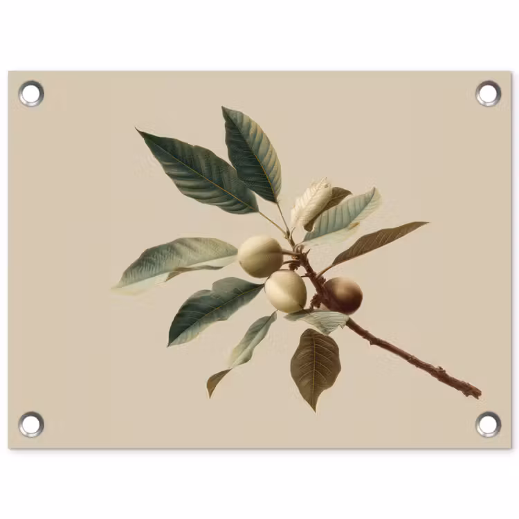 Tak - Groene Bladeren - Vruchten tuinposter los doek klein -3d