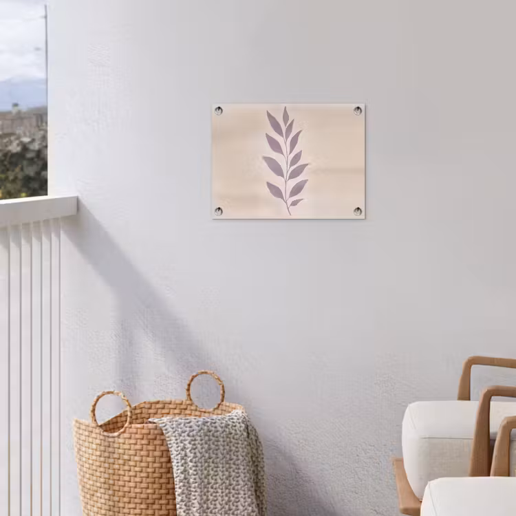 Tak - Bladeren - Minimalistisch - Beige tuinposter los doek klein -sfeer8