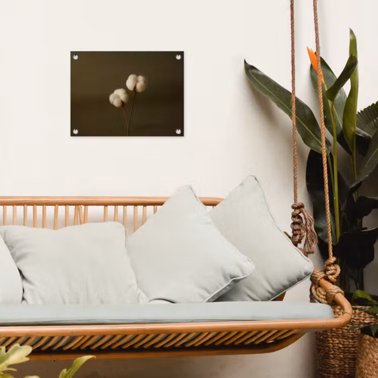 Takken - Katoen - Wit - Bollen tuinposter los doek klein -sfeer7