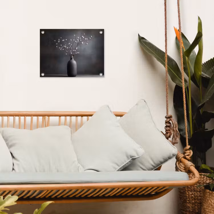 Takken - Vaas - Bolletjes - Wit tuinposter los doek klein -sfeer7