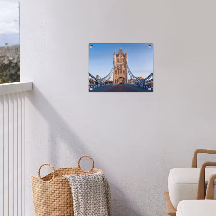 Brug - Toren - Architectuur - Klassiek - Blauw tuinposter los doek klein -sfeer8