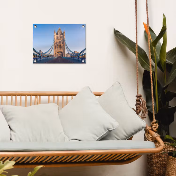 Brug - Toren - Architectuur - Klassiek - Blauw tuinposter los doek klein -sfeer7