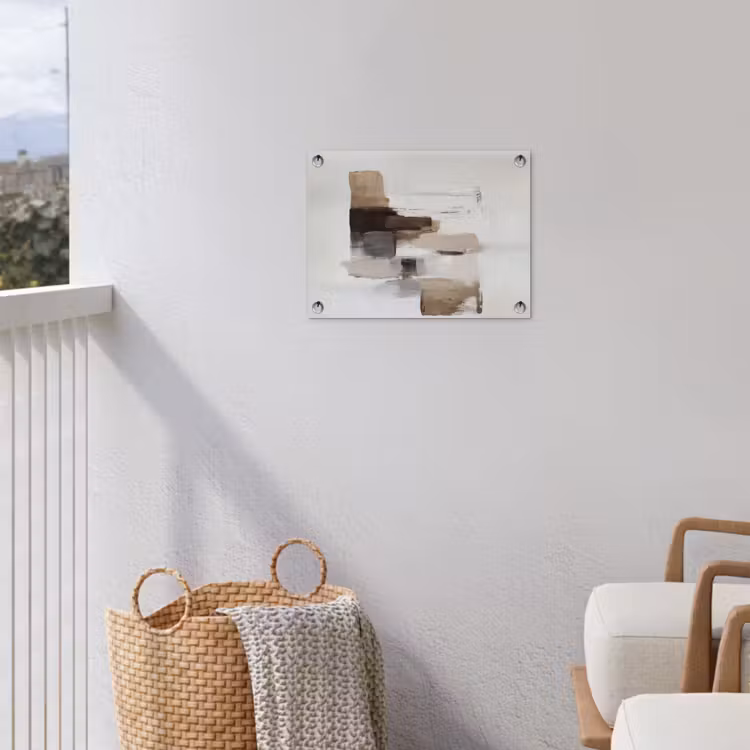 Penseelstreken - Balans - Beige - Bruin tuinposter los doek klein -sfeer8