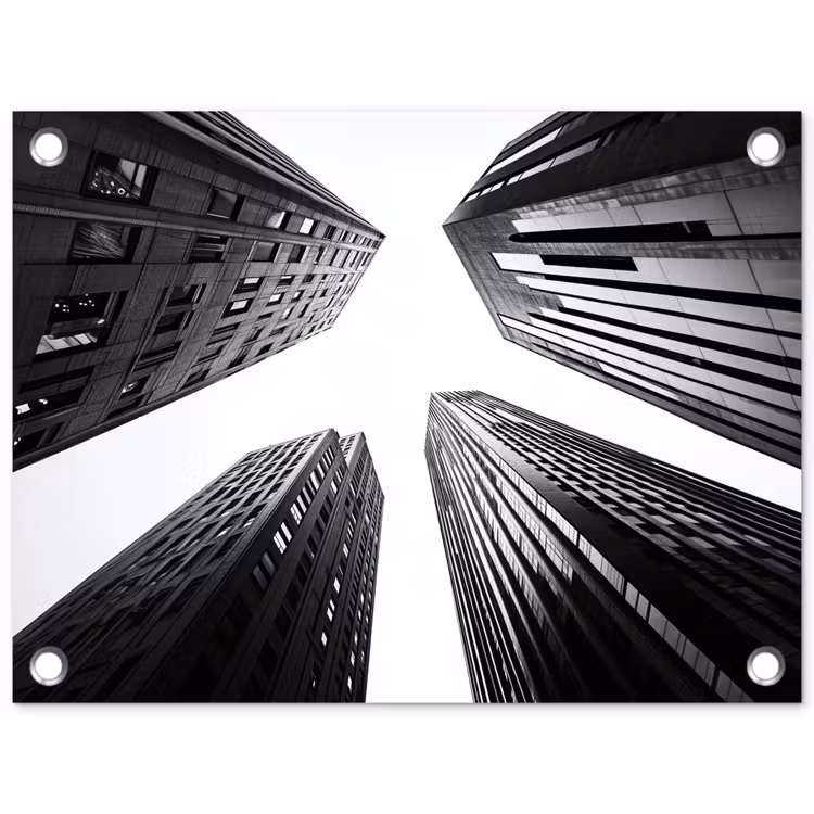 Gebouwen - Lucht - Zwart tuinposter los doek klein -3d