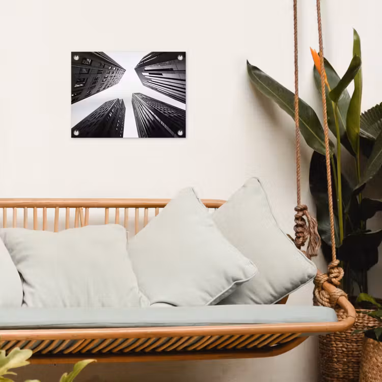 Gebouwen - Lucht - Zwart tuinposter los doek klein -sfeer7