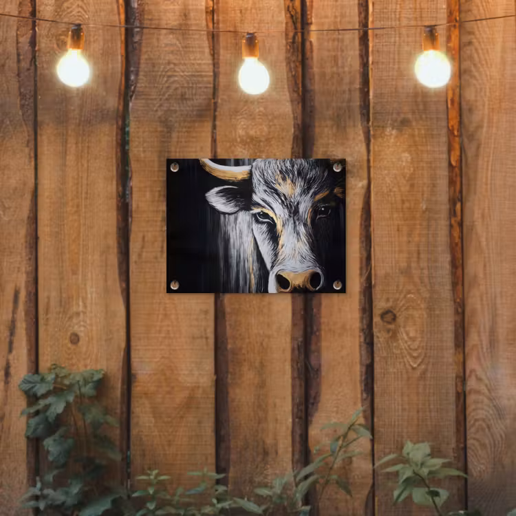Stier - Hoorns - Snuit - Goud tuinposter los doek klein -sfeer1