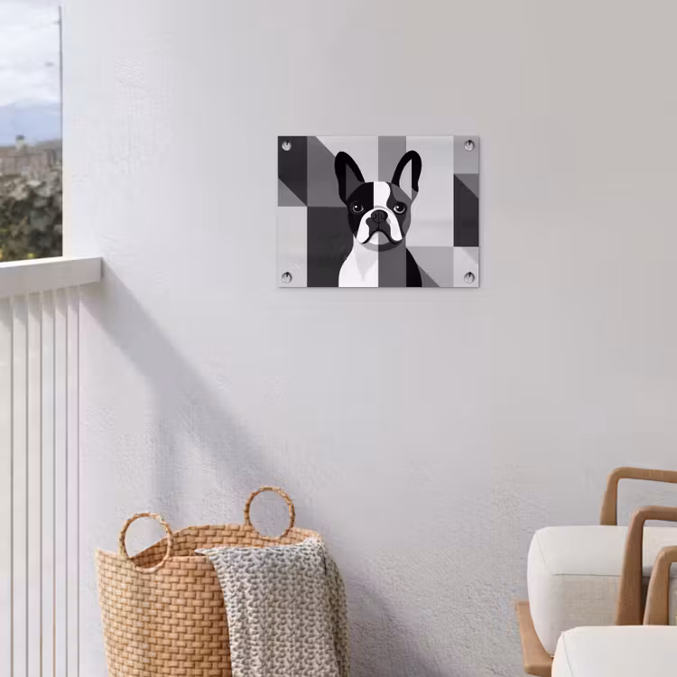 Buldog - Zwart - Abstract - Vlakken tuinposter los doek klein -sfeer8