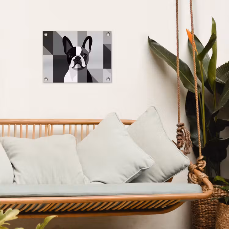 Buldog - Zwart - Abstract - Vlakken tuinposter los doek klein -sfeer7