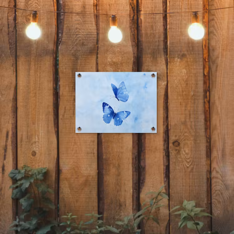 Vlinders - Sierlijk - Blauw tuinposter los doek klein -sfeer1