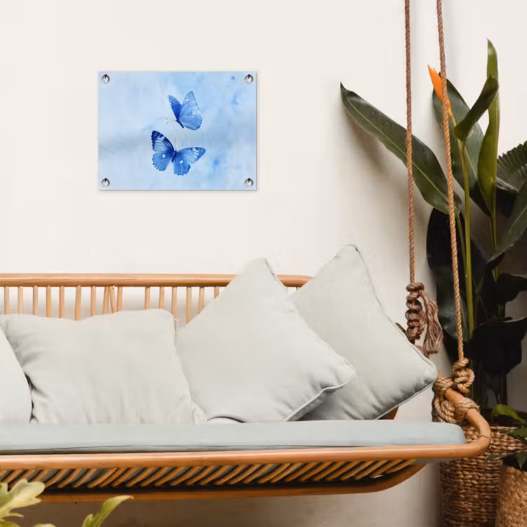 Vlinders - Sierlijk - Blauw tuinposter los doek klein -sfeer7