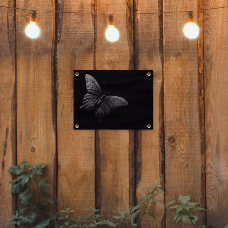 Vlinder - Zwart - Insect - Dieren tuinposter los doek klein -sfeer1