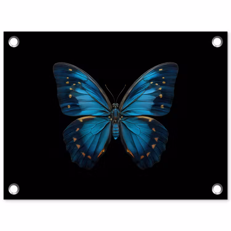 Vlinder - Blauw - Contrast tuinposter los doek klein -3d