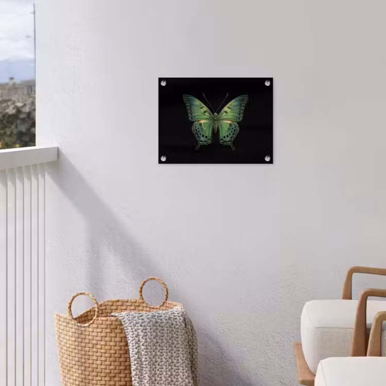 Vlinder - Groen - Diepte tuinposter los doek klein -sfeer8