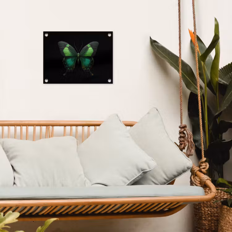 Vlinder - Groen - Opvallend tuinposter los doek klein -sfeer7