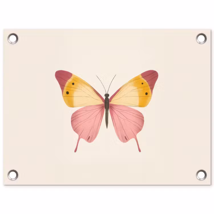 Vlinder - Illustratie - Roze tuinposter los doek klein -3d