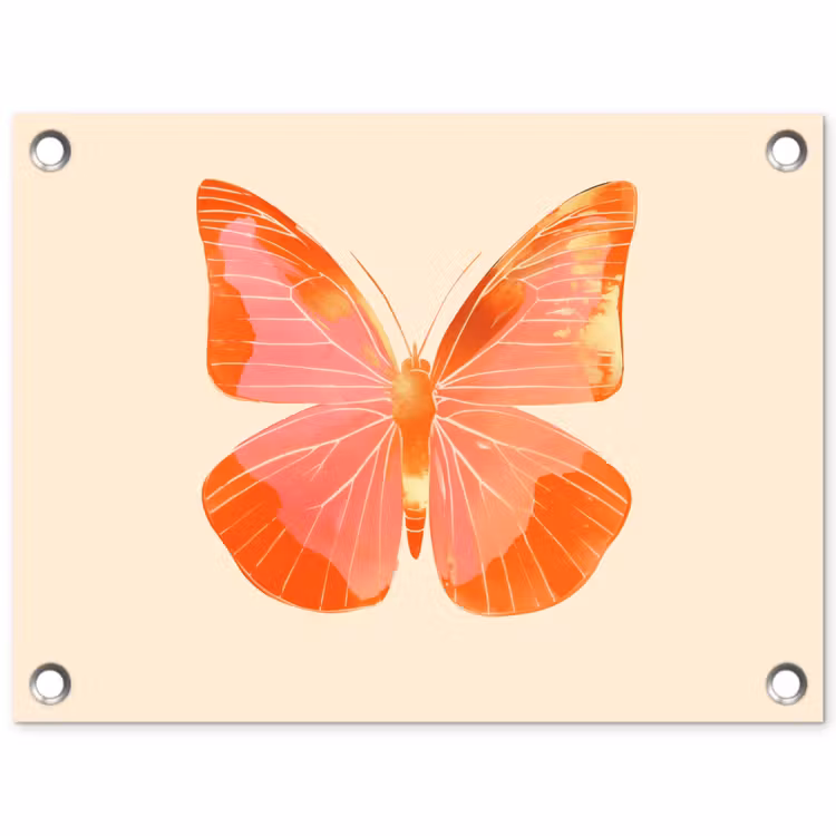 Vlinder - Minimalistisch - Roze tuinposter los doek klein -3d