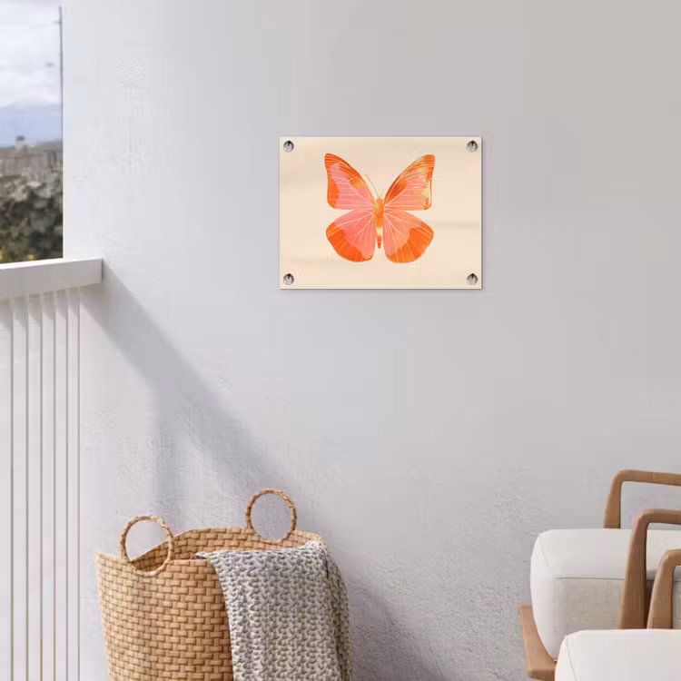 Vlinder - Minimalistisch - Roze tuinposter los doek klein -sfeer8