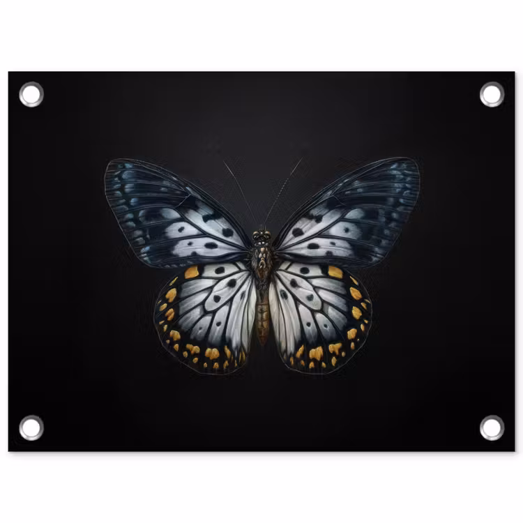 Vlinder - Monochroom - Balans tuinposter los doek klein -3d