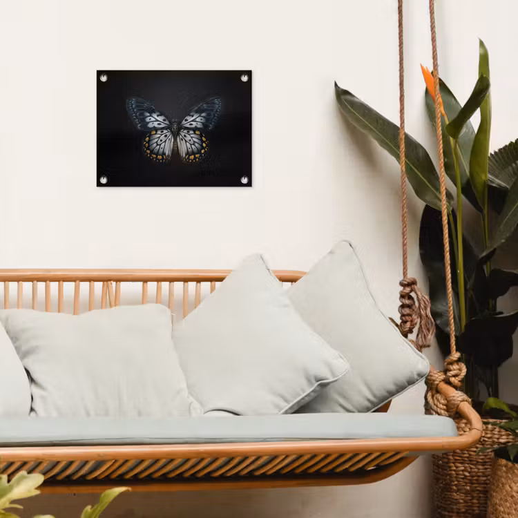 Vlinder - Monochroom - Balans tuinposter los doek klein -sfeer7