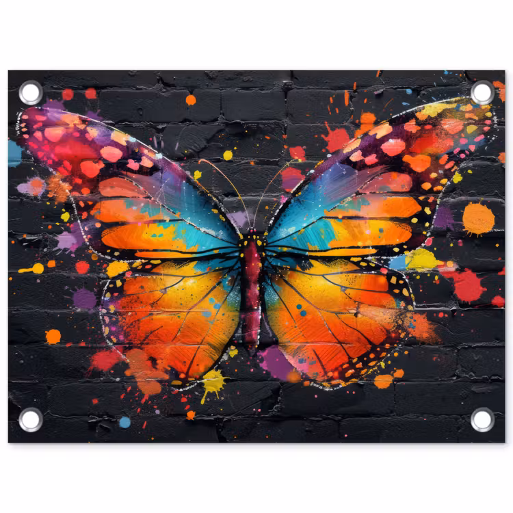Vlinder van Kleuren tuinposter los doek klein -3d