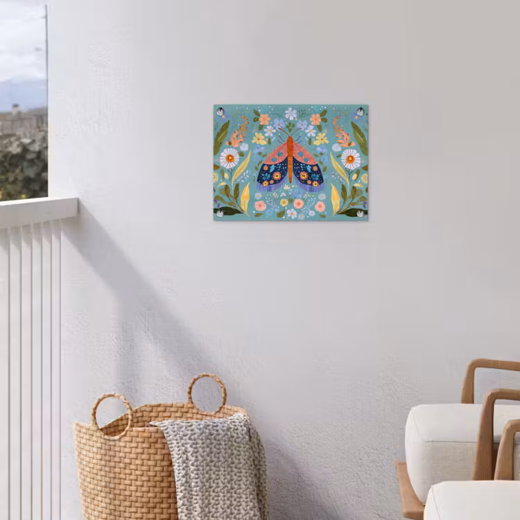 Vlinder - Sierlijk - Bloemen - Bladeren tuinposter los doek klein -sfeer8