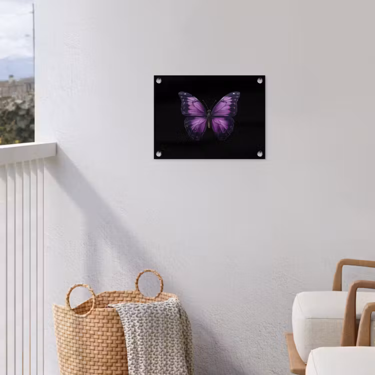 Vlinder - Paars - Levendig tuinposter los doek klein -sfeer8