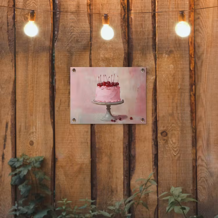 Taart - Pink - Cherry tuinposter los doek klein -sfeer1