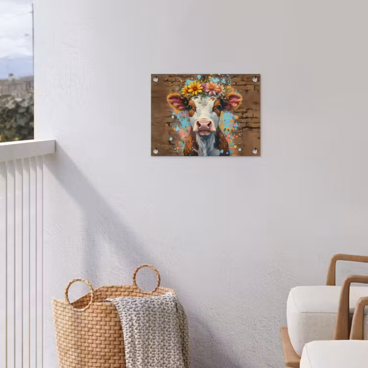 Kalf met Bloemenkroon tuinposter los doek klein -sfeer8
