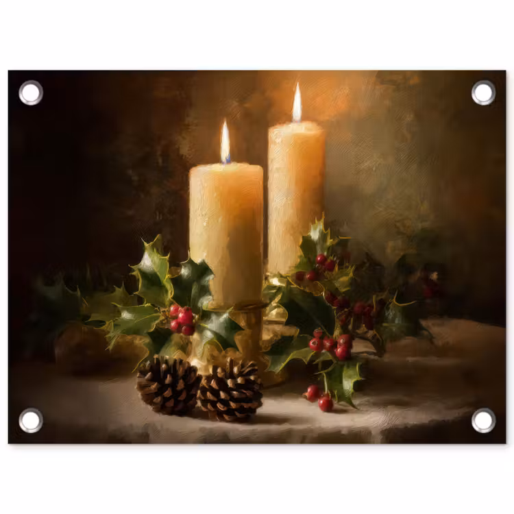 Kaarslicht - Kerst - Veelkleurig tuinposter los doek klein -3d