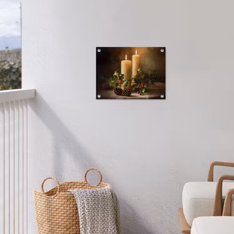 Kaarslicht - Kerst - Veelkleurig tuinposter los doek klein -sfeer8