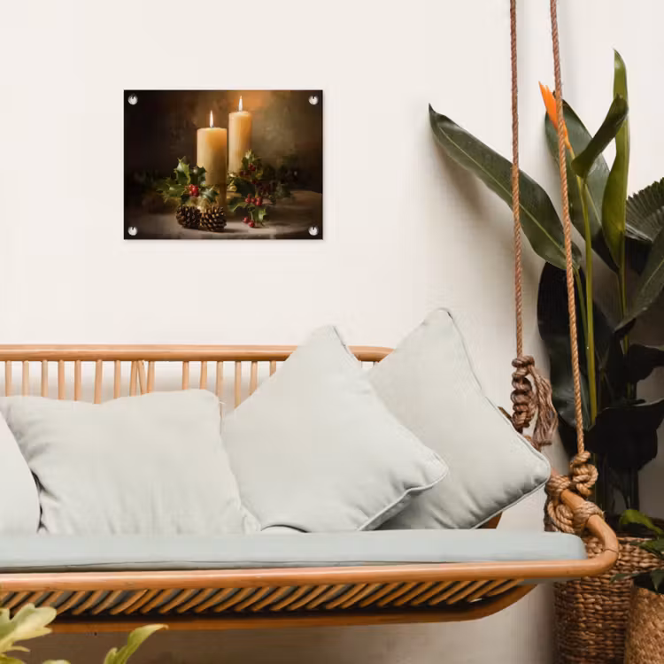 Kaarslicht - Kerst - Veelkleurig tuinposter los doek klein -sfeer7