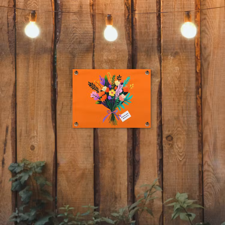 Kaartje - Boeket - Bloemen tuinposter los doek klein -sfeer1