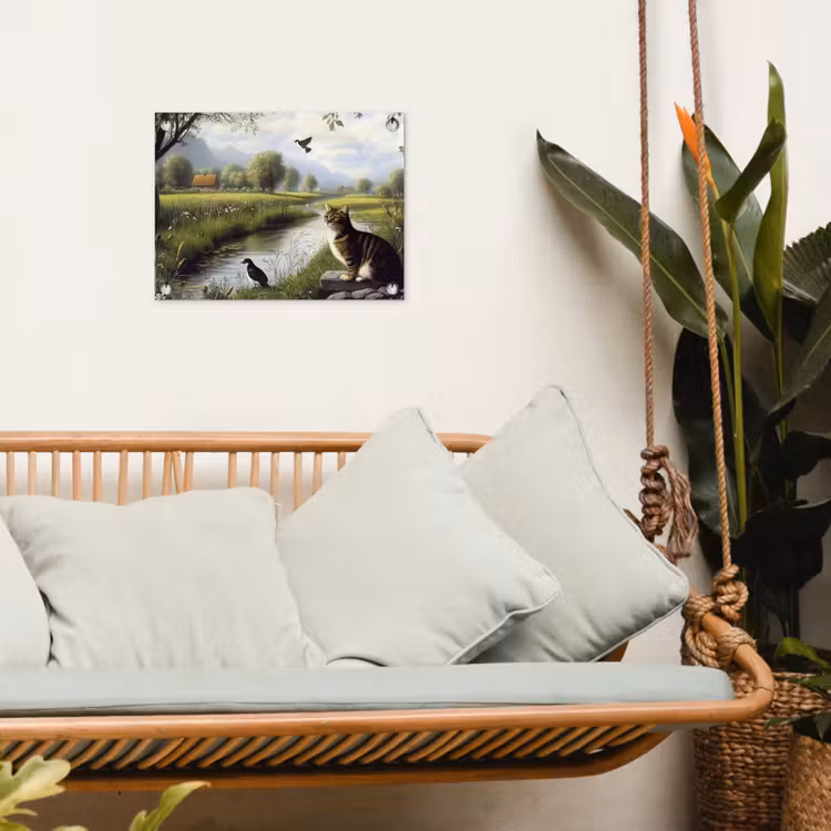 Kat - Beekje - Weide tuinposter los doek klein -sfeer7