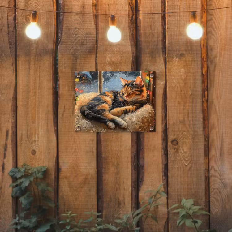 Kat - Kerst - Winter - Dier tuinposter los doek klein -sfeer1