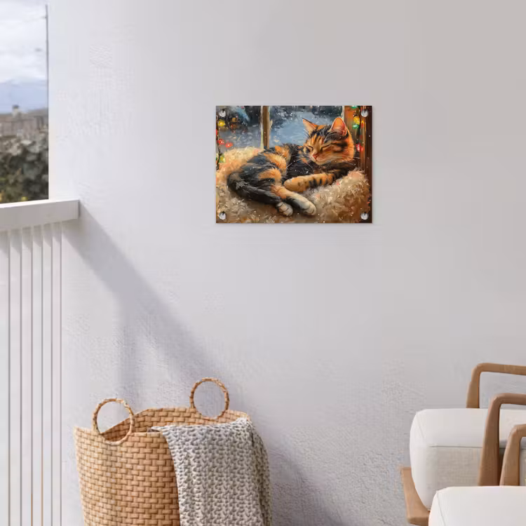 Kat - Kerst - Winter - Dier tuinposter los doek klein -sfeer8