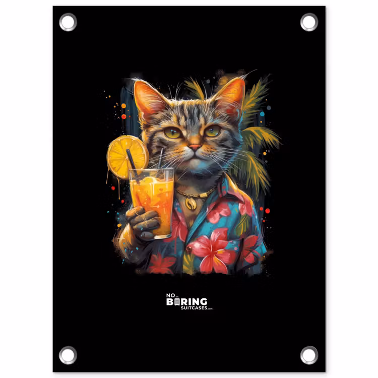 Kat in tropische street art stijl tuinposter los doek klein -3d
