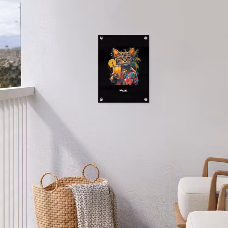 Kat in tropische street art stijl tuinposter los doek klein -sfeer8