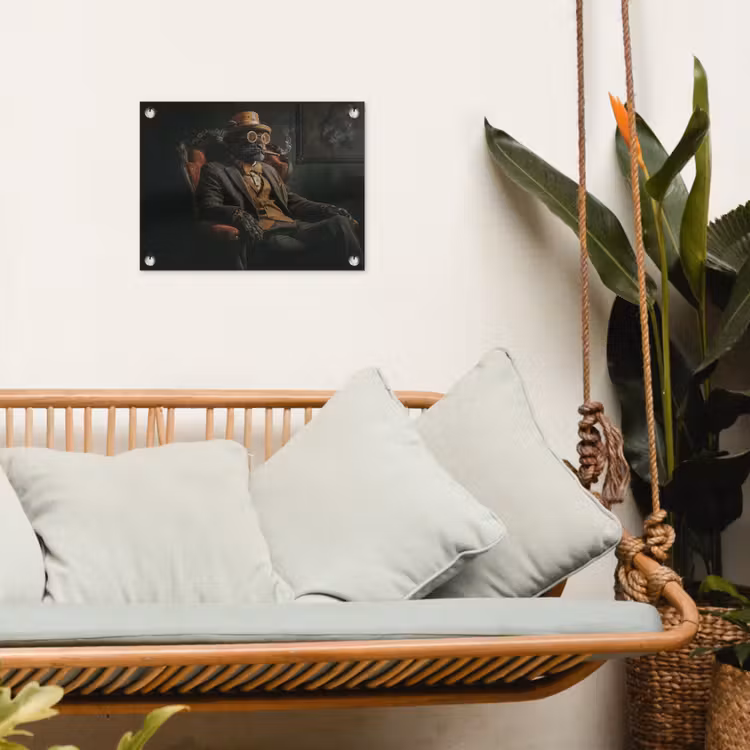 Kat - Pak - Oranje - Sigaar tuinposter los doek klein -sfeer7