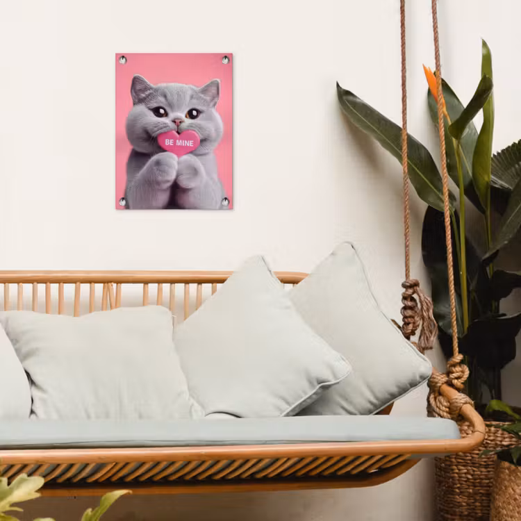 Kat - Valentijn - Roze - Liefde tuinposter los doek klein -sfeer7