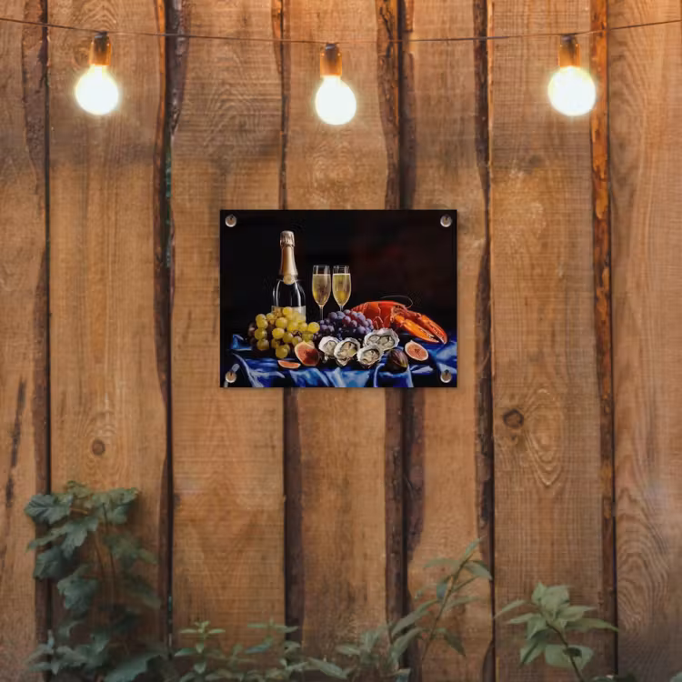 Champagne - Luxe - Oesters tuinposter los doek klein -sfeer1