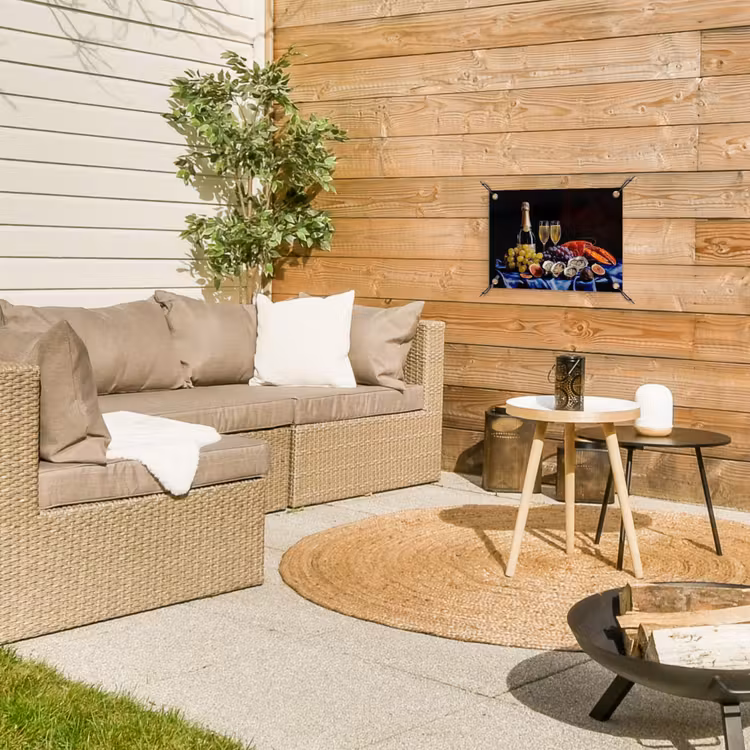 Champagne - Luxe - Oesters tuinposter los doek klein -sfeer4