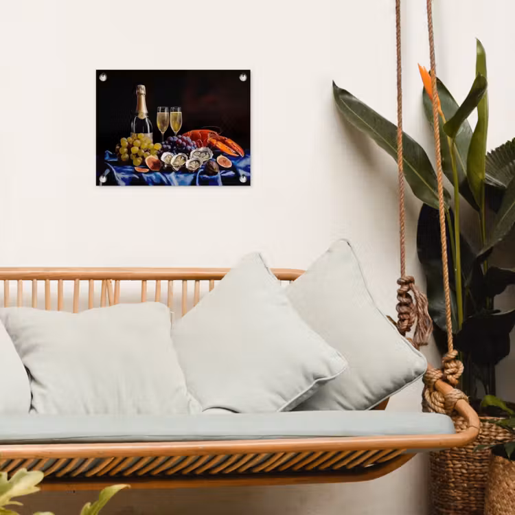 Champagne - Luxe - Oesters tuinposter los doek klein -sfeer7